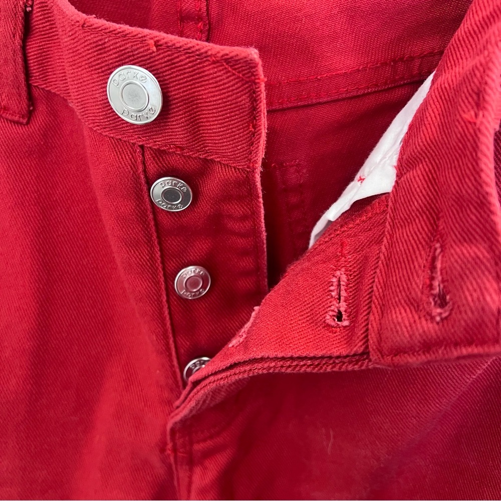 Parke Low Rise Wide Leg Baggy Jeans Womens Size 23 Red Buttonfly - Picture 9 of 12